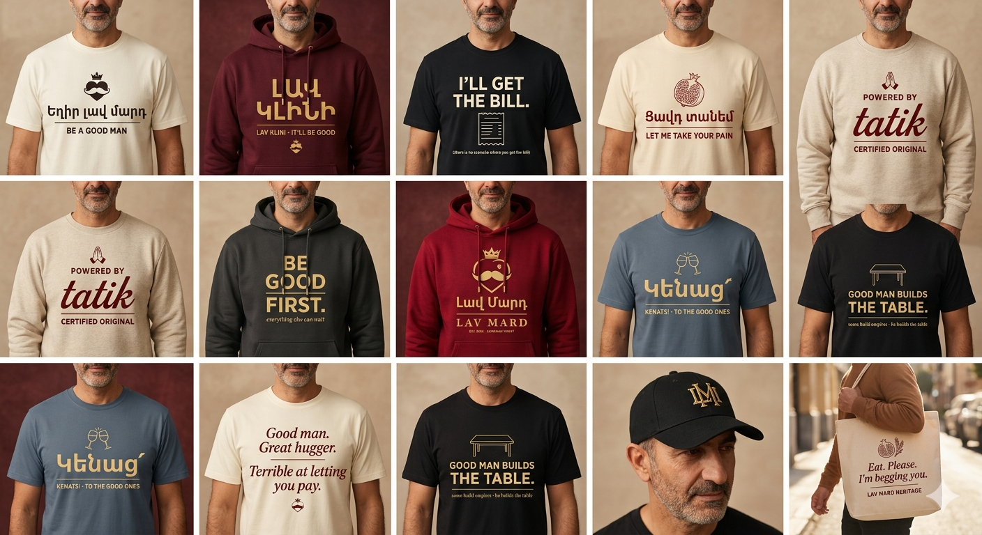 The Lav Mard launch collection — twelve heritage pieces worn by the good man.